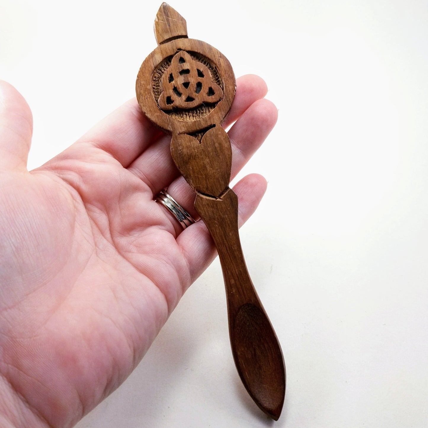 Carved Wooden Altar Spoon - Triquetra