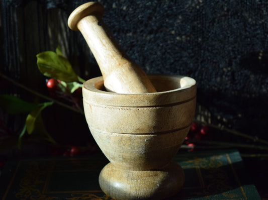 Wooden Mortar & Pestle