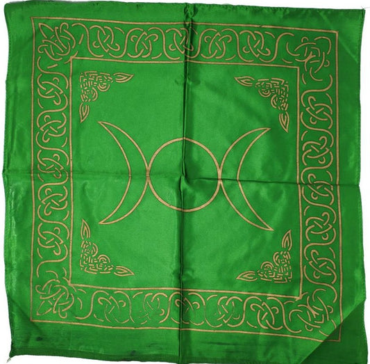 Altar Cloth - Triple Moon w/ Pentagram (Green)