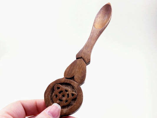 Carved Wooden Altar Spoon - Triquetra