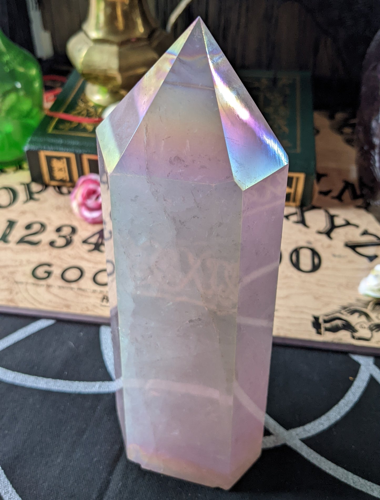 Angel Aura Rose Quartz (For Spiritual Love) - Large Tower