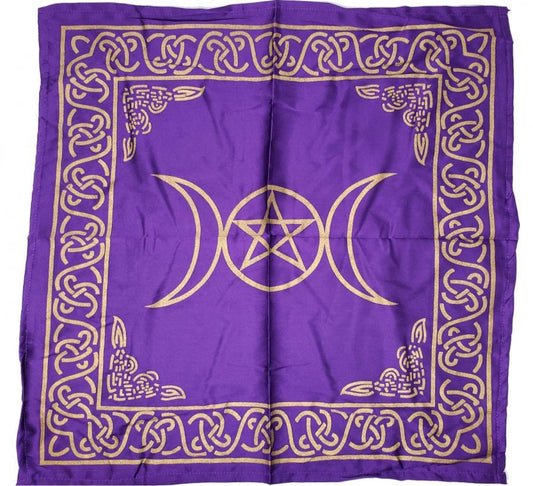 Altar Cloth - Triple Moon w/ Pentagram (Purple)