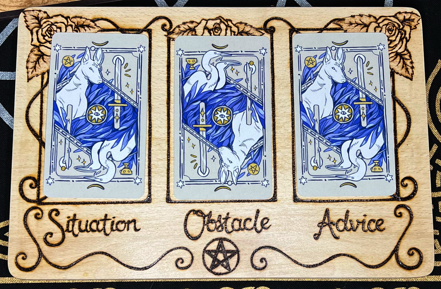 Woodburned Tarot Board - Exclusive Design