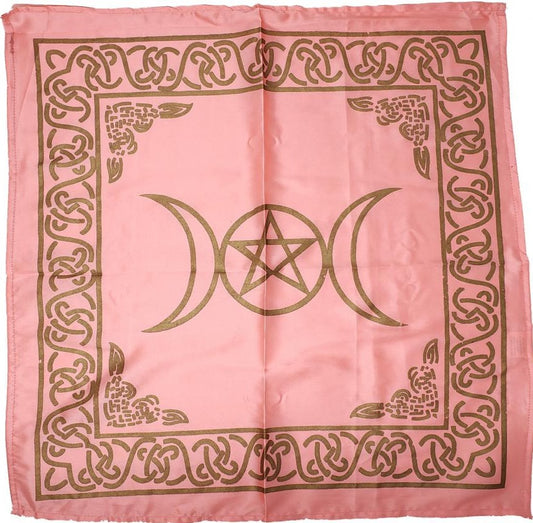 Altar Cloth - Triple Moon w/ Pentagram (Pink)