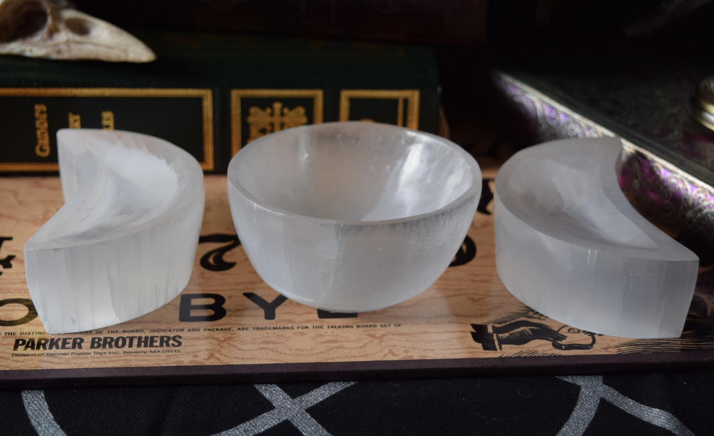 Triple Moon Bowl Set - Selenite (For Cleansing)